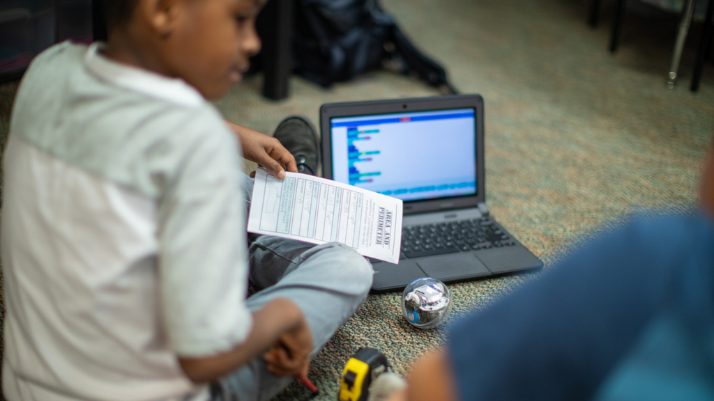 Elementary and middle school students enjoy back to school activities with Sphero BOLT.
