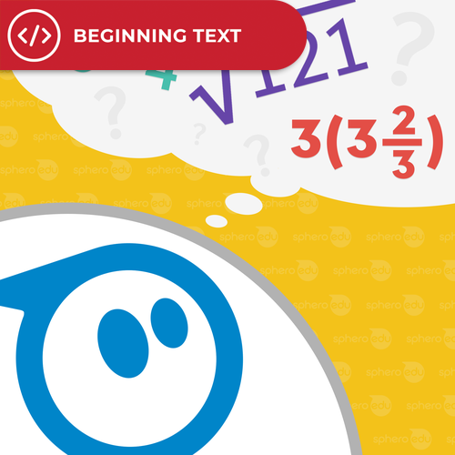 Illustration of Sphero robot thinking about math equations. 